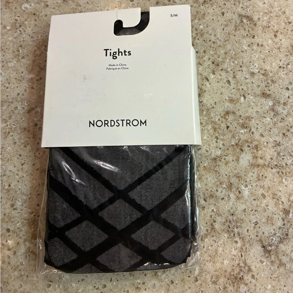 NWT Nordstrom Black Criss Cross Tights Size S/M - Picture 1 of 4